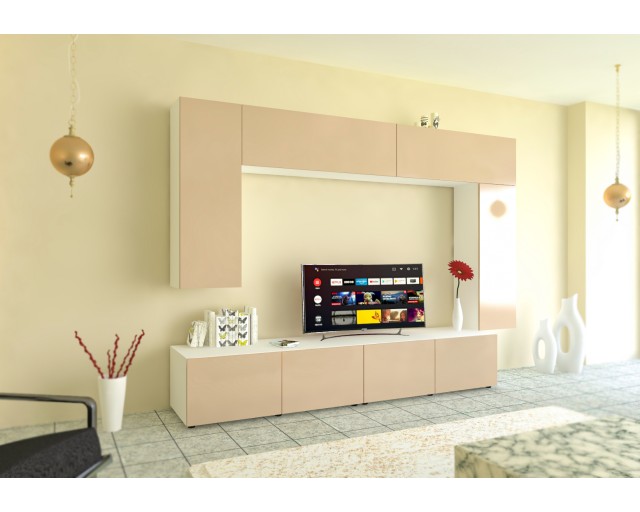 Living Armonia PAL Cappuccino Lucios - Varianta 1 cu sistem "PUSH TO OPEN"